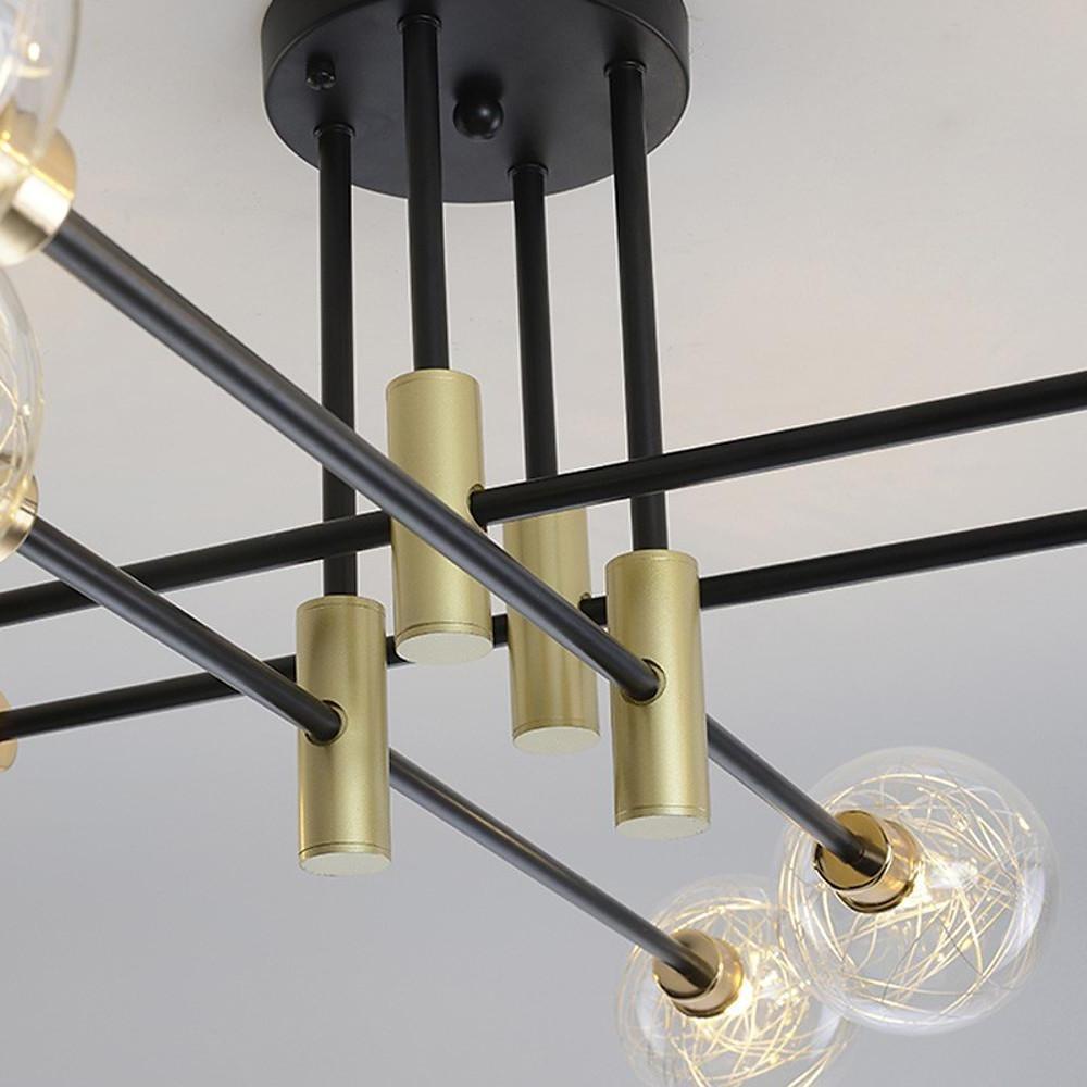 8-Light Modern Semi-Flush Mount Chandelier — Electroplated Metal and Glass, LED, 3000K / 6000K, 32" Diameter