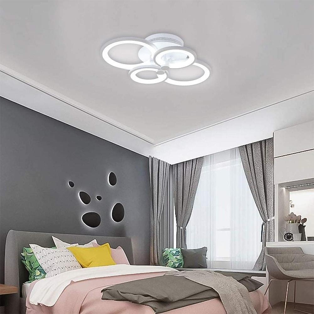 Overlapping Rings LED Semi-Flush Mount — Metal and Acrylic, 4-Light / 6-Light / 8-Light, Dimmable