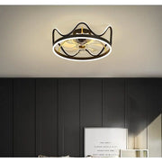 Gold and Black Crown-Shaped Ceiling Fan with Light Luxe