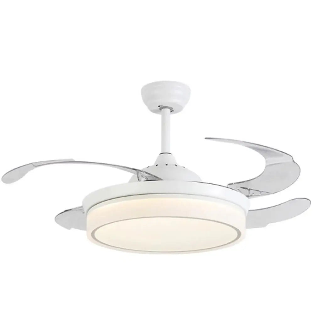 23-Inch LED Ceiling Fan with 4 Retractable Blades and Light - 15/19 White Luxe
