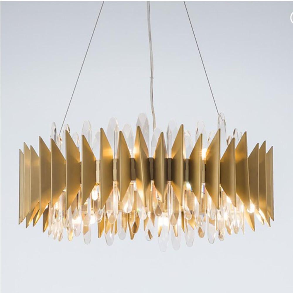 Round Crystal Chandelier — Stainless Steel, LED, 3000–5400K, 8- or 12-Light