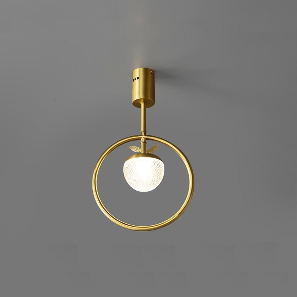 Modern Gold Ring LED Semi-Flush Mount — Copper and Acrylic, 6W Warm White, 10" Diameter