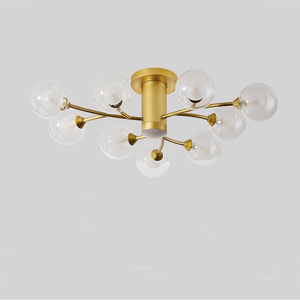 Industrial Globe Semi-Flush Mount Ceiling Light — Metal and Glass, LED, 9/12/15-Light, 3000–5400K