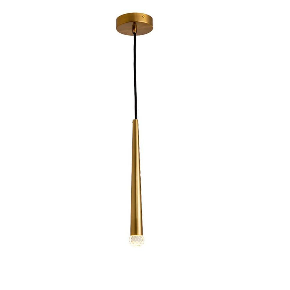 Slim Cylinder Mini Pendant — Electroplated Metal with Crystal LED, 3W 3000K, 12"–24" Heights