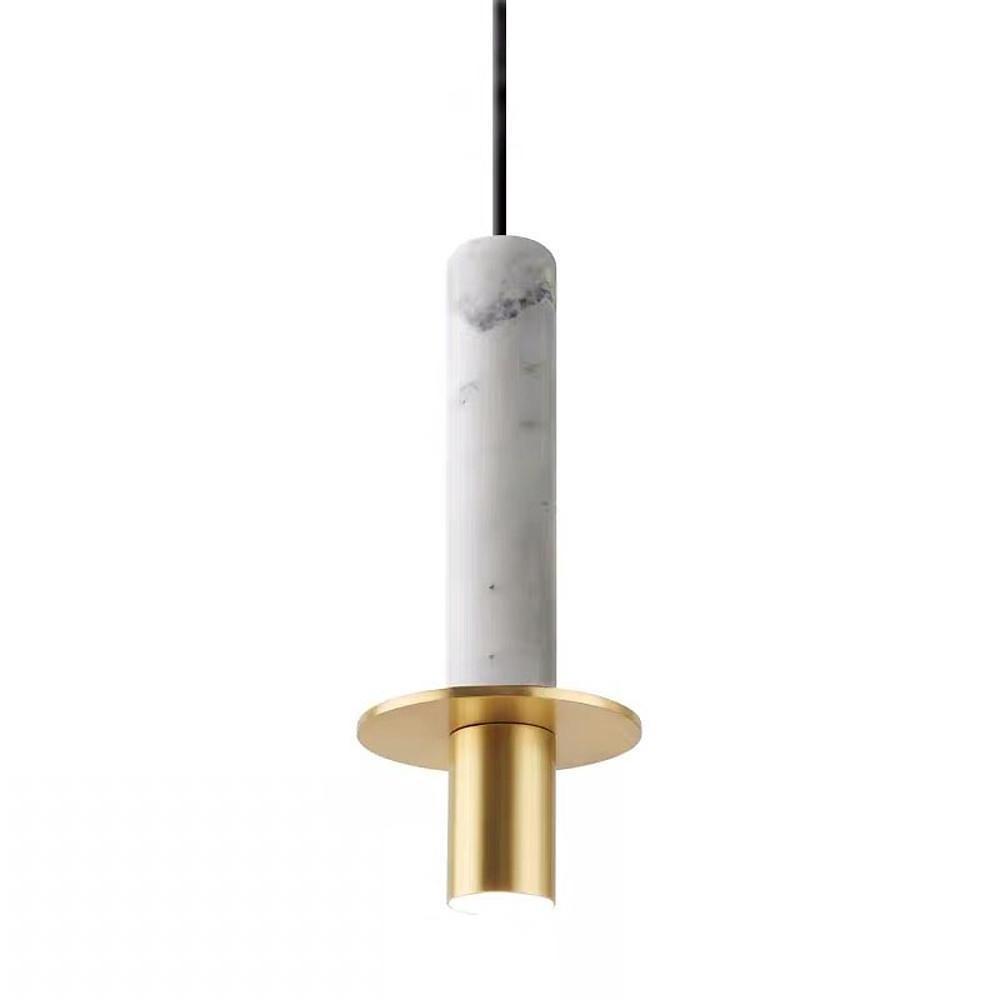 Cylindrical Circular Mini Pendant Light — Metal and Glass, 1-Light, 10W LED, 3000K, 5" Diameter, 59" Adjustable Cord