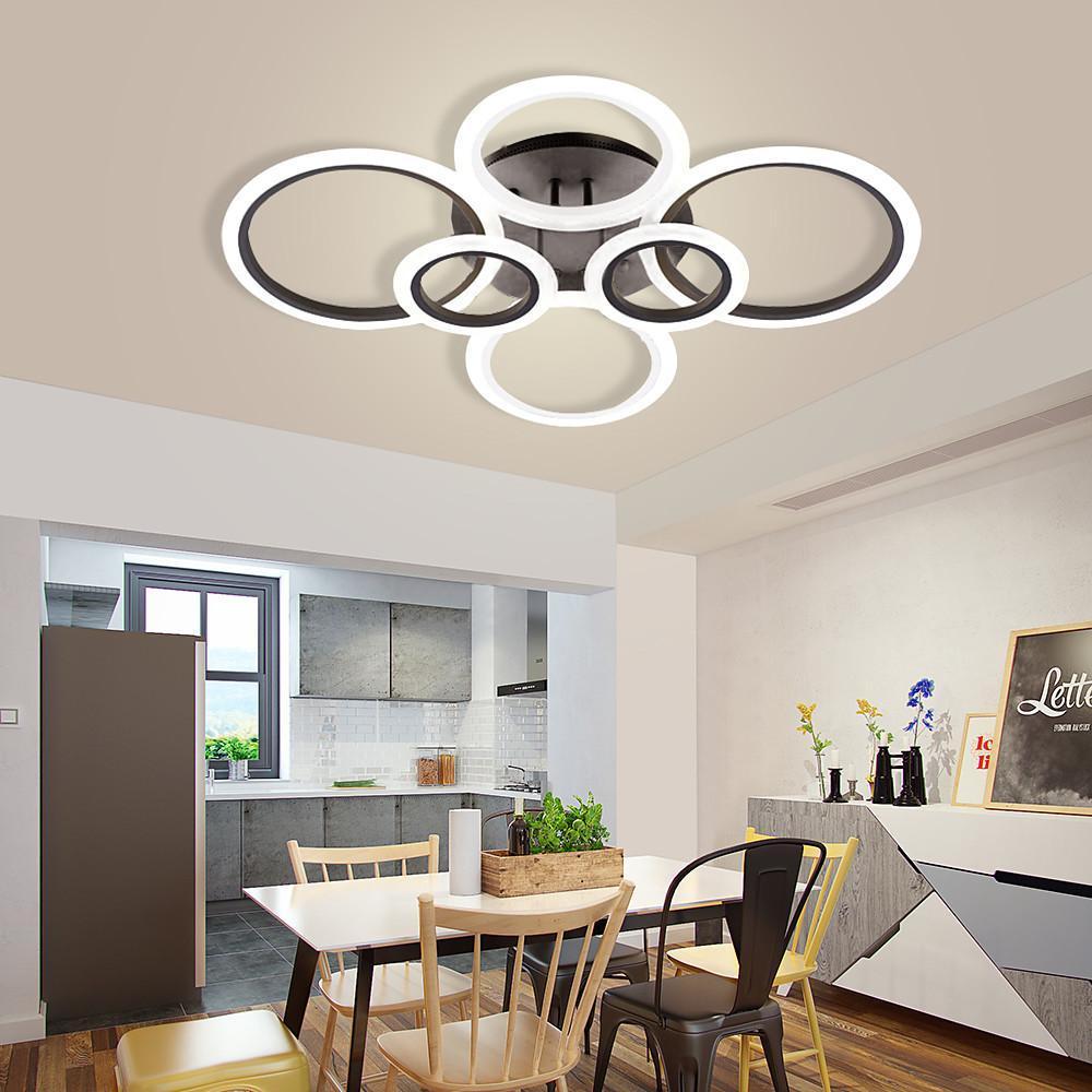 Tiered Circles Flush-Mount Ceiling Light — Aluminum & Acrylic, 2800K–7000K, 4-Light / 6-Light / 8-Light