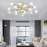 Industrial Globe Semi-Flush Mount Ceiling Light — Metal and Glass, LED, 9/12/15-Light, 3000–5400K
