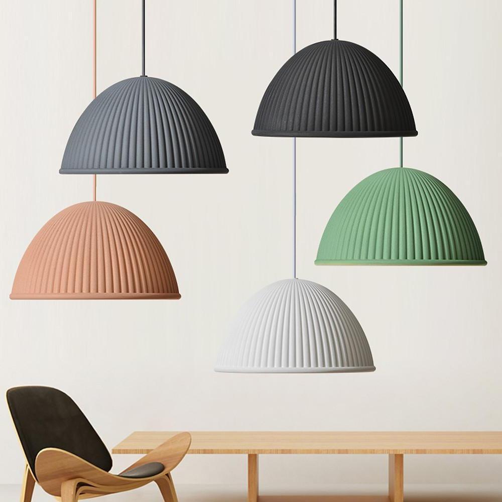 Industrial Inverted-Cup Pendant Light — Cement and Metal, LED E27, 13" Diameter, 59" Adjustable Cord