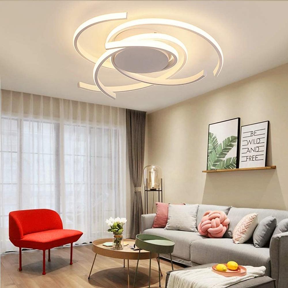 Scattered Semicircle LED Flush-Mount Ceiling Light — Aluminum and Silica Gel, 22", Dimmable with Remote Control