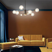 Sputnik Chandelier, 8-Light — Metal and Glass, G9 LED, 38" Diameter, Black and Gold