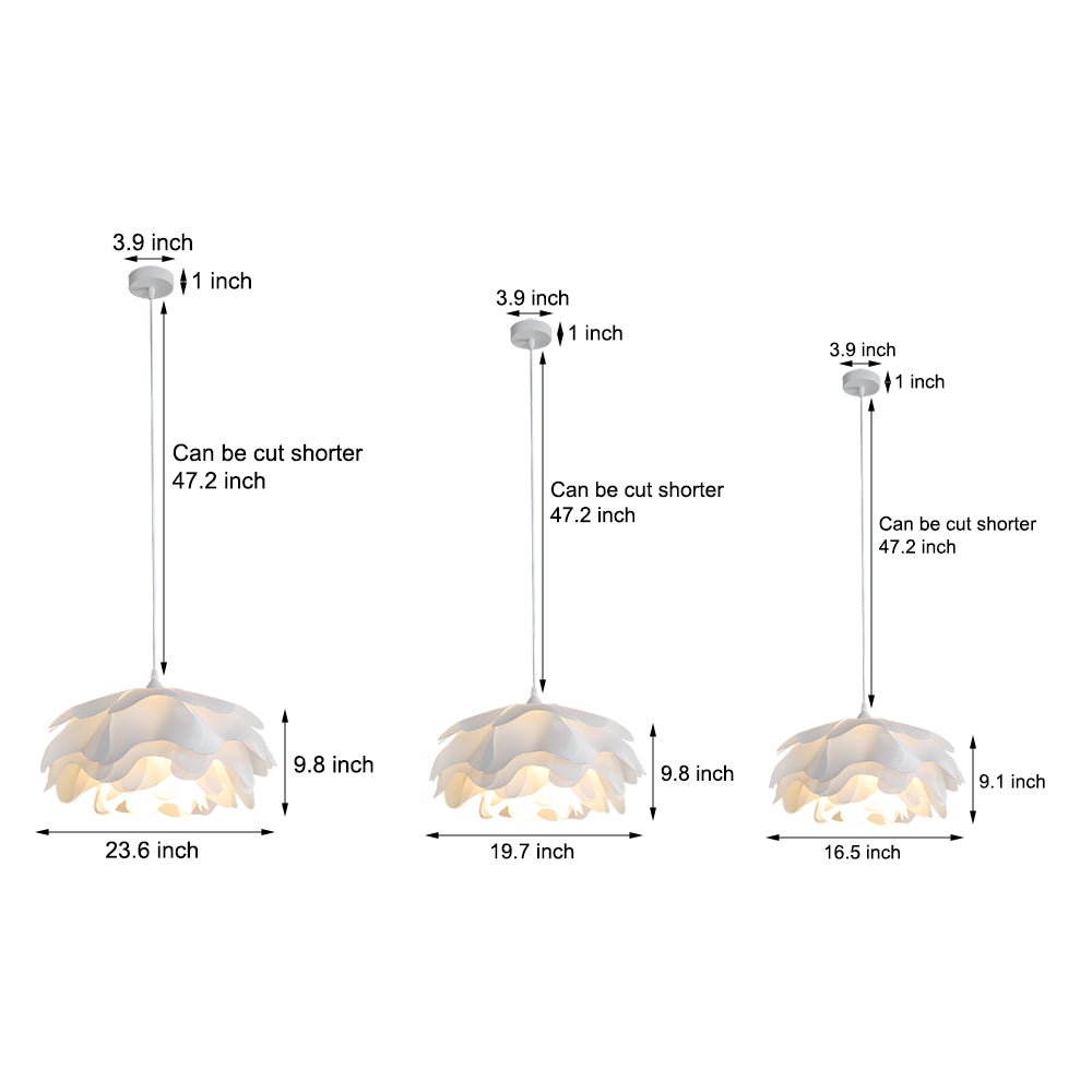 Flower Pendant Lamp — Iron and Acrylic, White, E27 6W LED, 3-Step Dimming (3000K/4500K/6000K), Adjustable Cord