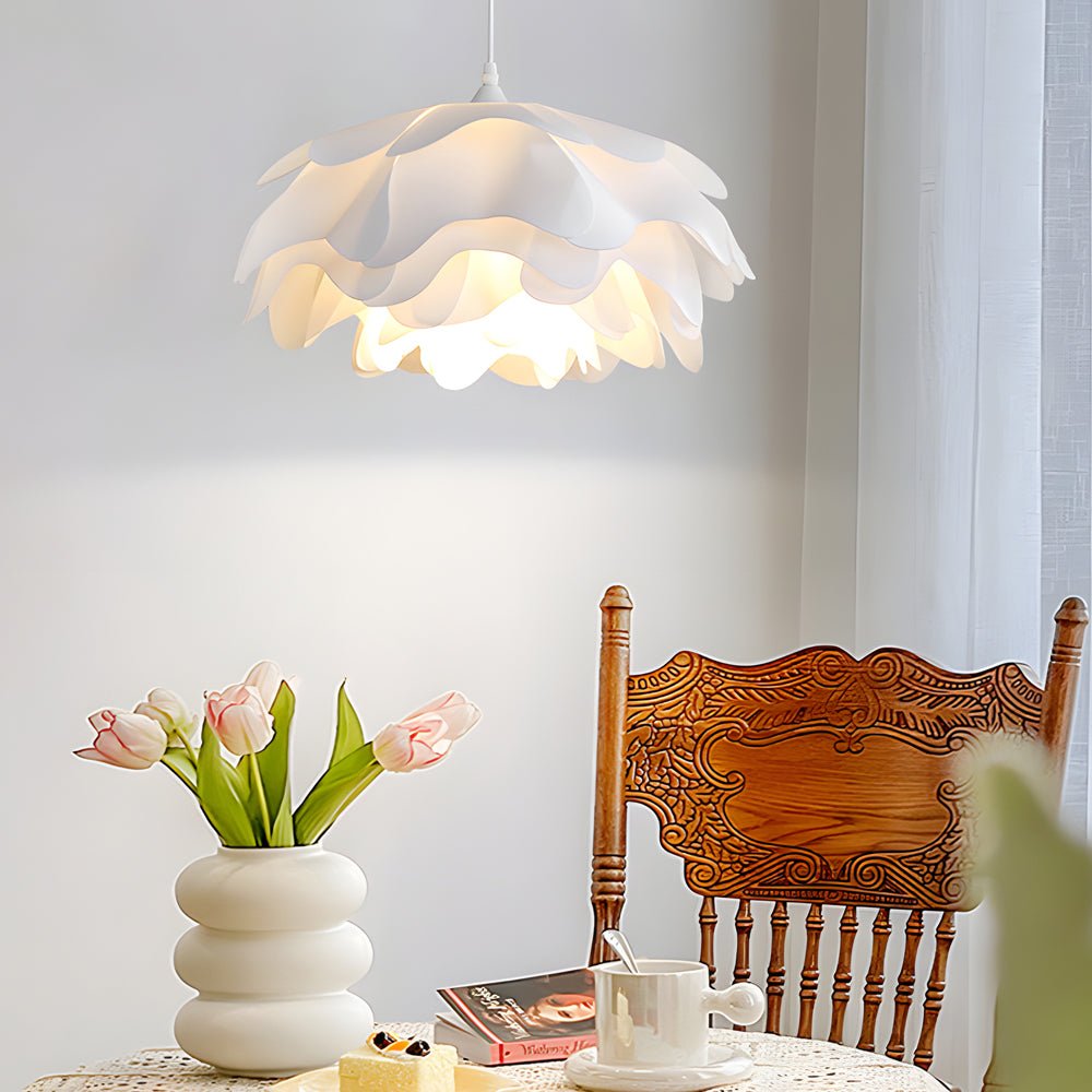 Flower Pendant Lamp — Iron and Acrylic, White, E27 6W LED, 3-Step Dimming (3000K/4500K/6000K), Adjustable Cord