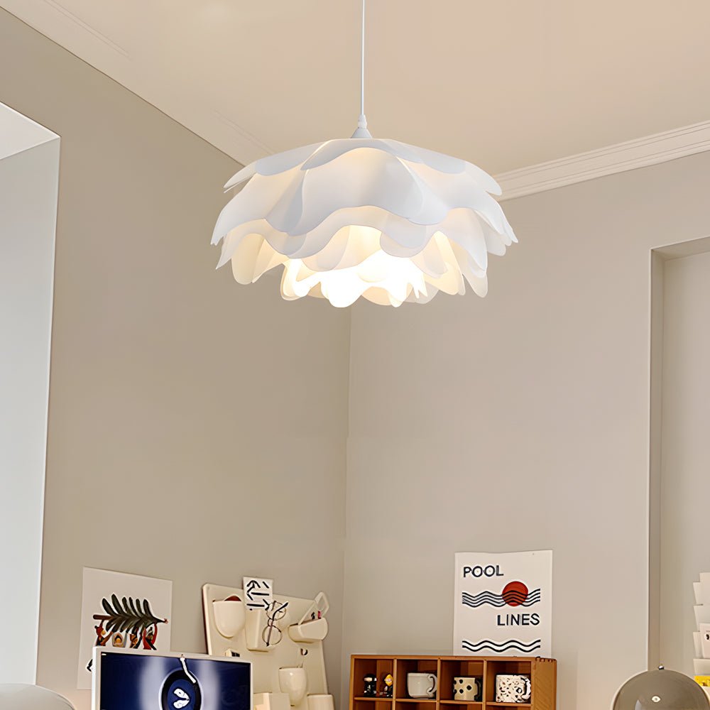 Flower Pendant Lamp — Iron and Acrylic, White, E27 6W LED, 3-Step Dimming (3000K/4500K/6000K), Adjustable Cord