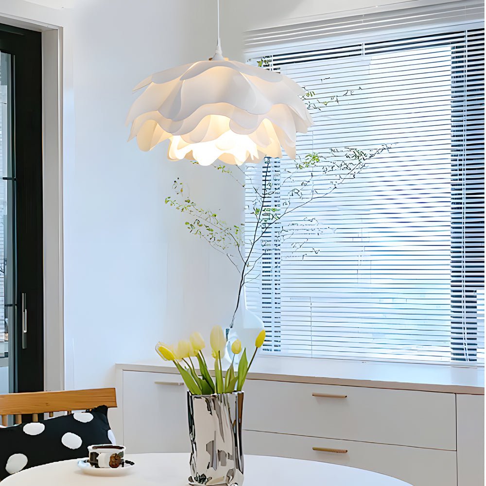 Flower Pendant Lamp — Iron and Acrylic, White, E27 6W LED, 3-Step Dimming (3000K/4500K/6000K), Adjustable Cord