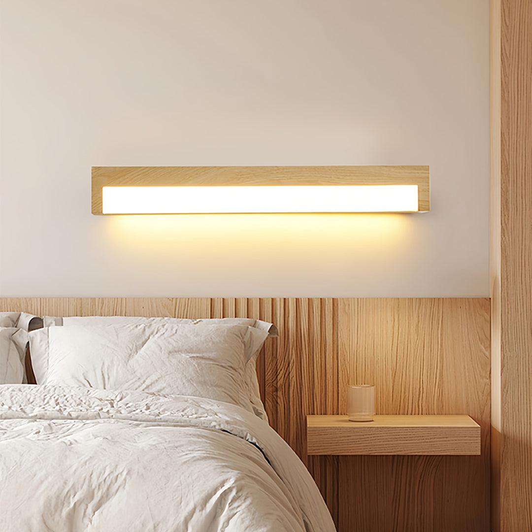 Wood Grain Wall Sconce — Iron with Acrylic Shade, LED, 3-Step Dimming, 35cm / 50cm