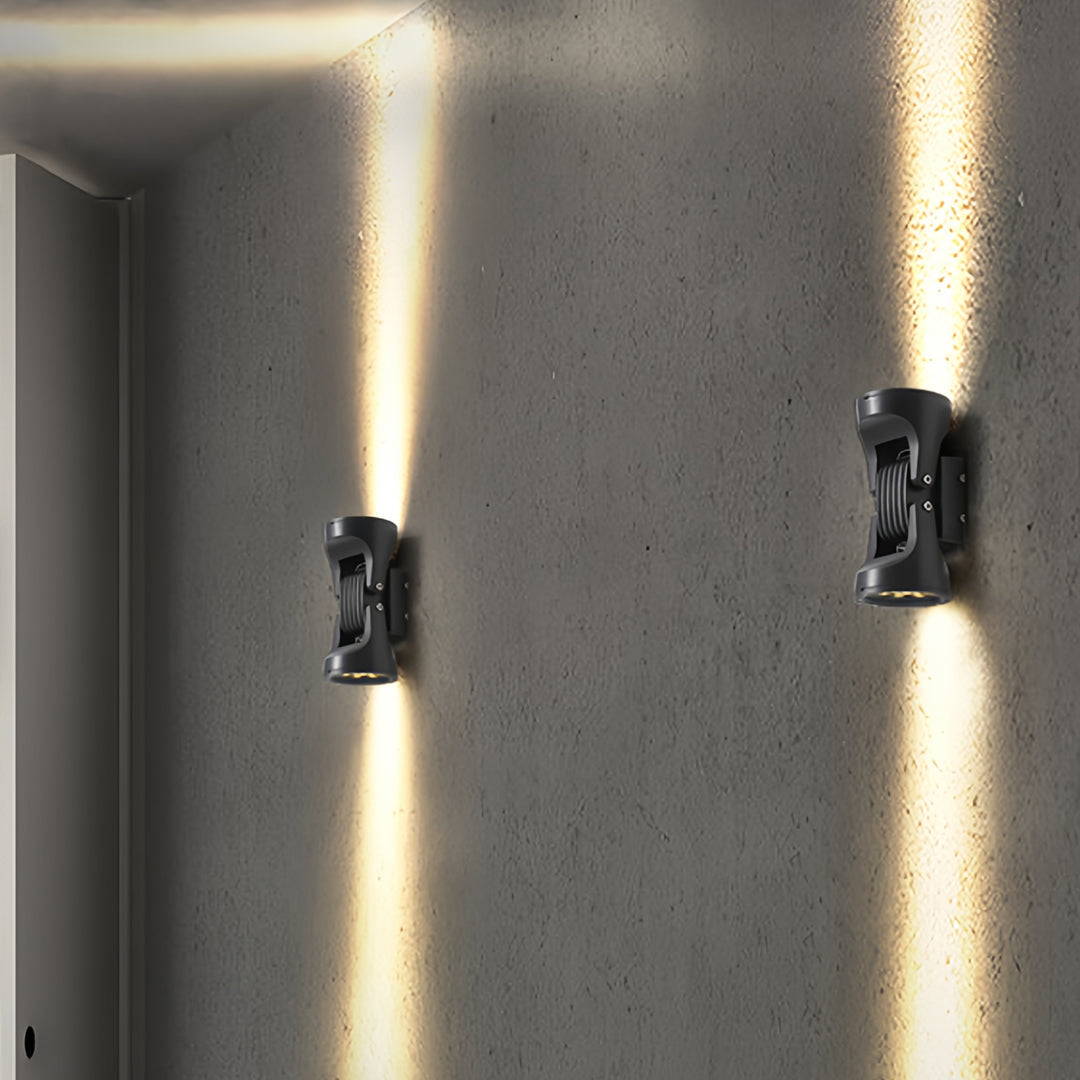 Two-Light Outdoor Wall Sconce — Die-Cast Aluminum and Glass, LED, IP65, 12W / 24W, Three-Color Temperature