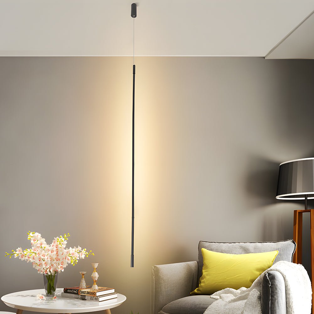 vertical linear led pendant ceiling light in black long design