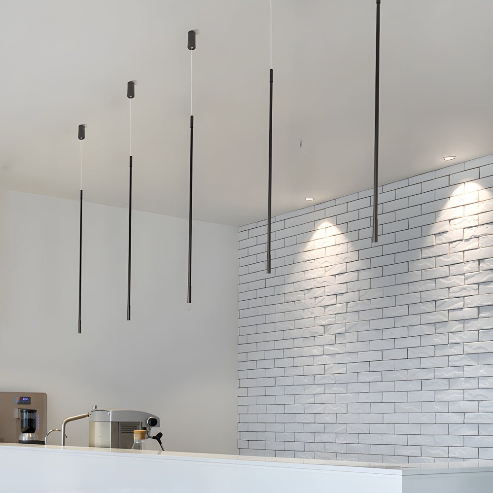 vertical linear led pendant ceiling light in black long design