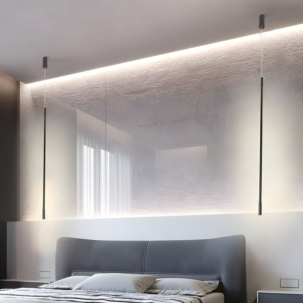 vertical linear led pendant ceiling light in black long design