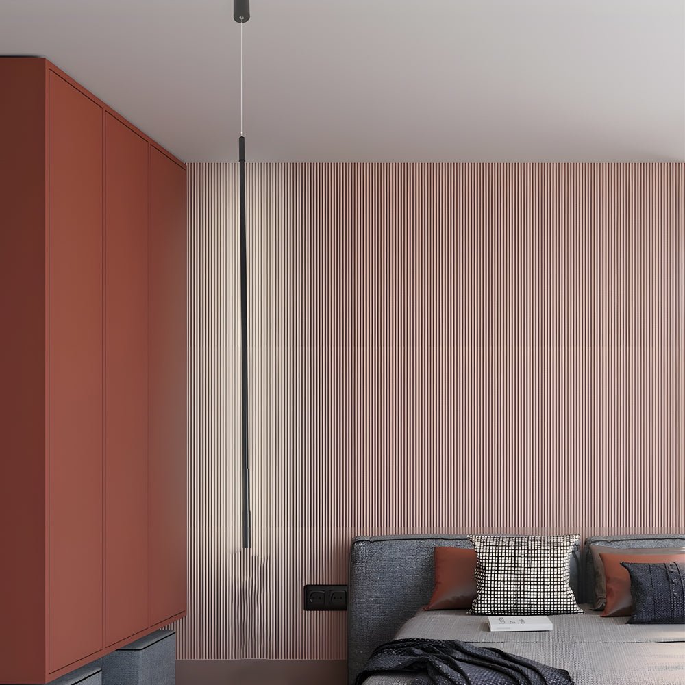 vertical linear led pendant ceiling light in black long design