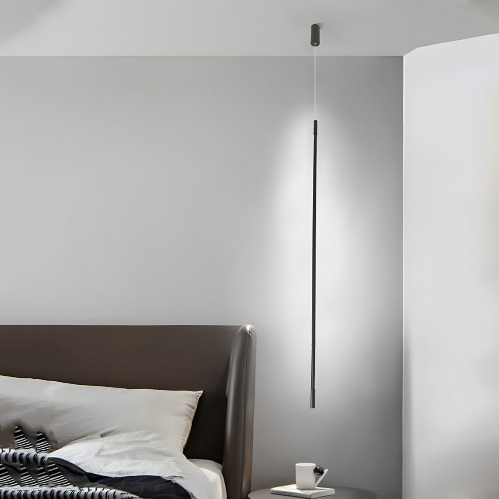 vertical linear led pendant ceiling light in black long design