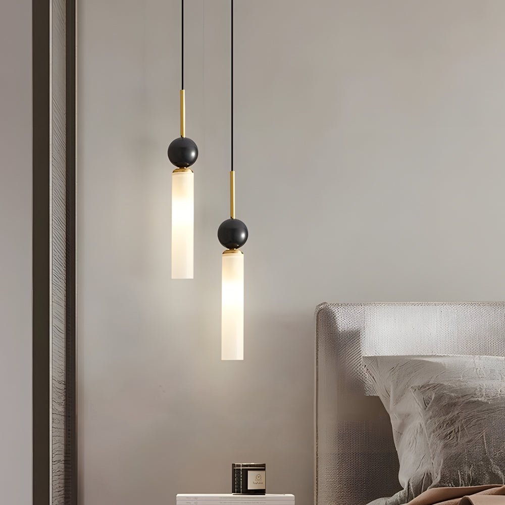 Marble Sphere Cylinder Mini Pendant — Copper or Black, Acrylic Shade, 1-Light, Three-Step Dimming, 3000K/4500K/6000K