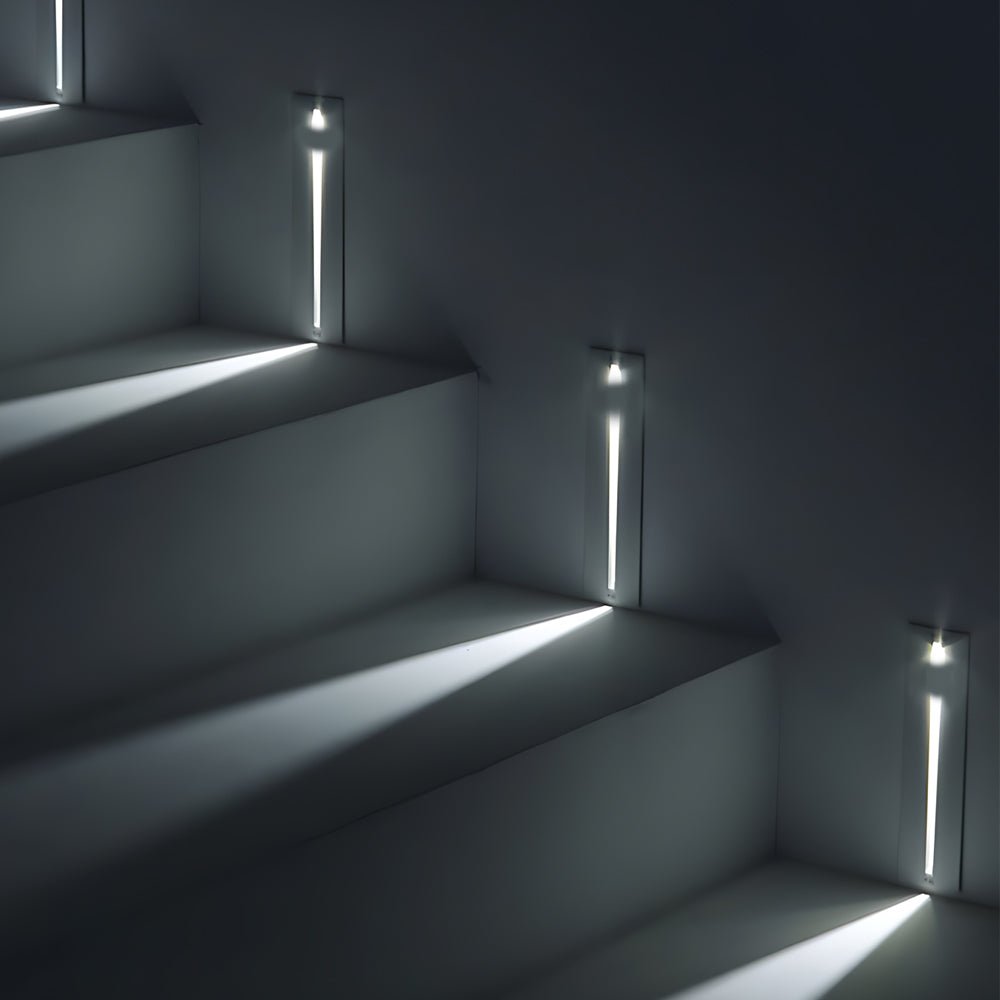 Contemporary Vertical Recessed LED Stair Light — Die-Cast Aluminum, Motion Sensor, IP44, 3W, Indoor/Outdoor
