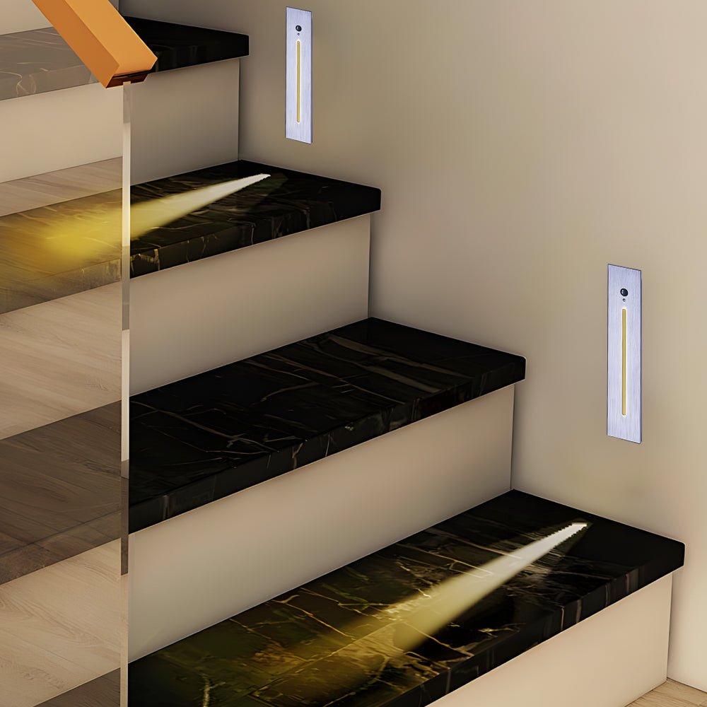 Contemporary Vertical Recessed LED Stair Light — Die-Cast Aluminum, Motion Sensor, IP44, 3W, Indoor/Outdoor