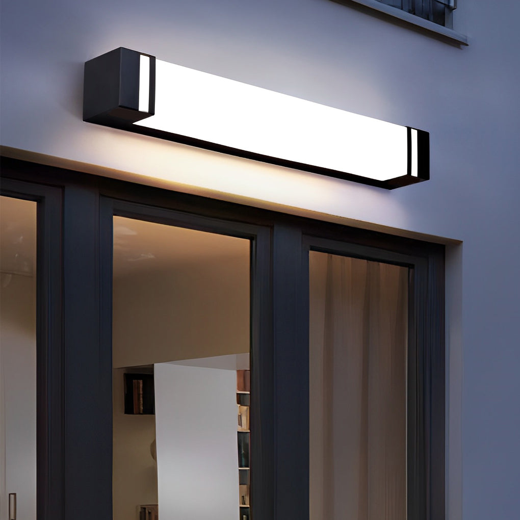 Modern Rectangular Outdoor Wall Sconce — Stainless Steel & Acrylic, LED, Dual Color Temperature, IP65, 17.7" / 23.6" / 35.4"
