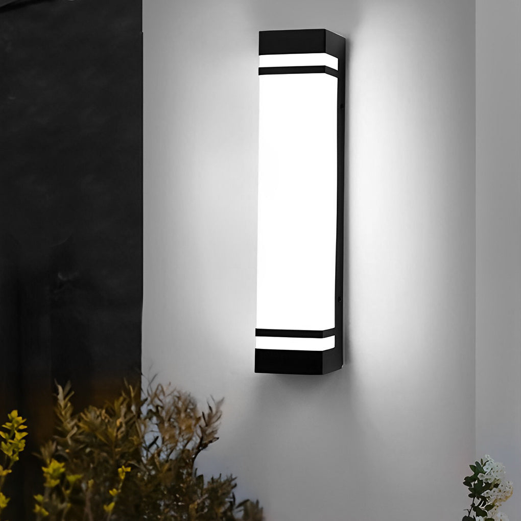 Modern Rectangular Outdoor Wall Sconce — Stainless Steel & Acrylic, LED, Dual Color Temperature, IP65, 17.7" / 23.6" / 35.4"