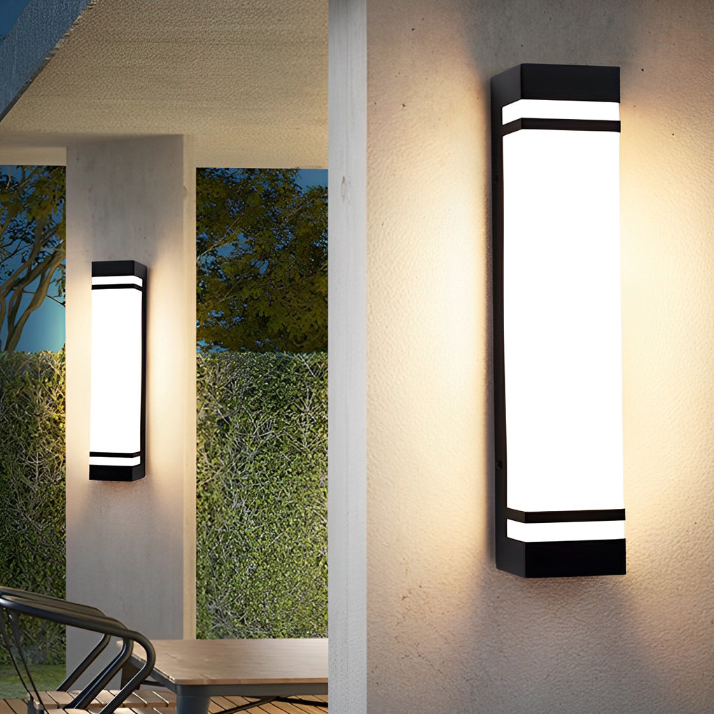 Modern Rectangular Outdoor Wall Sconce — Stainless Steel & Acrylic, LED, Dual Color Temperature, IP65, 17.7" / 23.6" / 35.4"