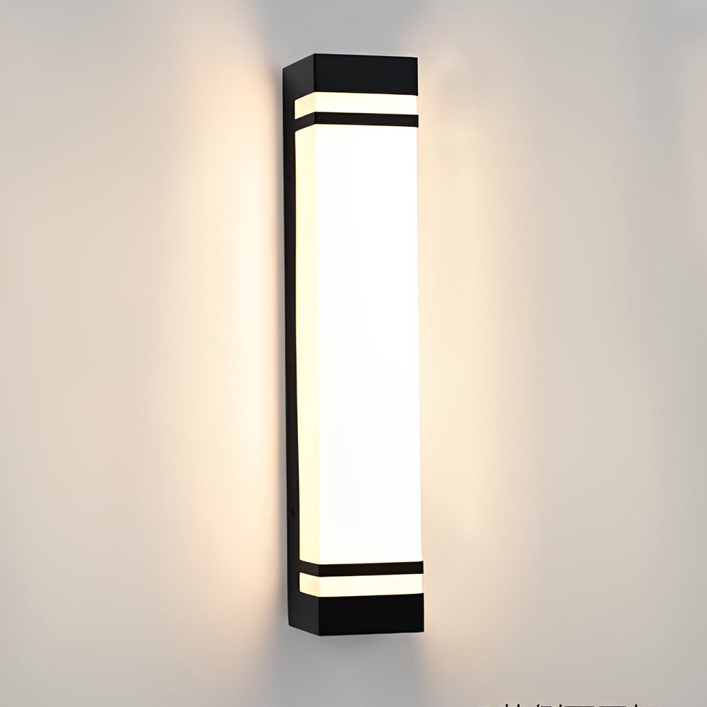 Modern Rectangular Outdoor Wall Sconce — Stainless Steel & Acrylic, LED, Dual Color Temperature, IP65, 17.7" / 23.6" / 35.4"