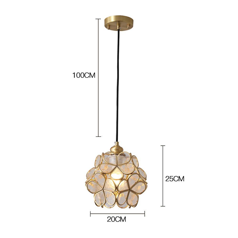 Flower Globe Mini Pendant — Copper & Crystal, Tiffany-Inspired, E26/E27, 8" Diameter, Adjustable 47" Cord