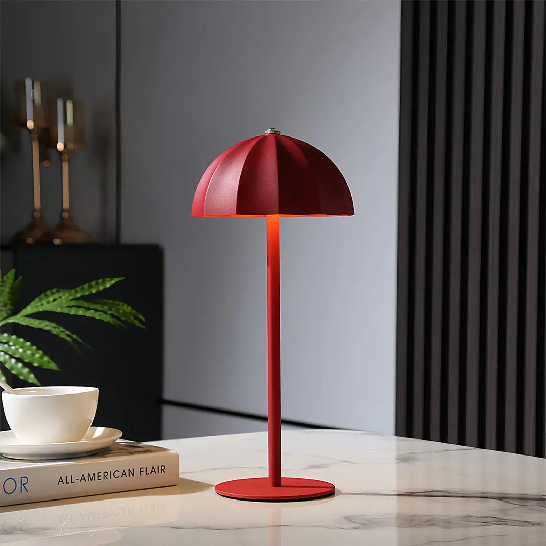 Minimalist Mushroom Iron Table Lamp - Cordless and Rechargeable Metal Design Luxe