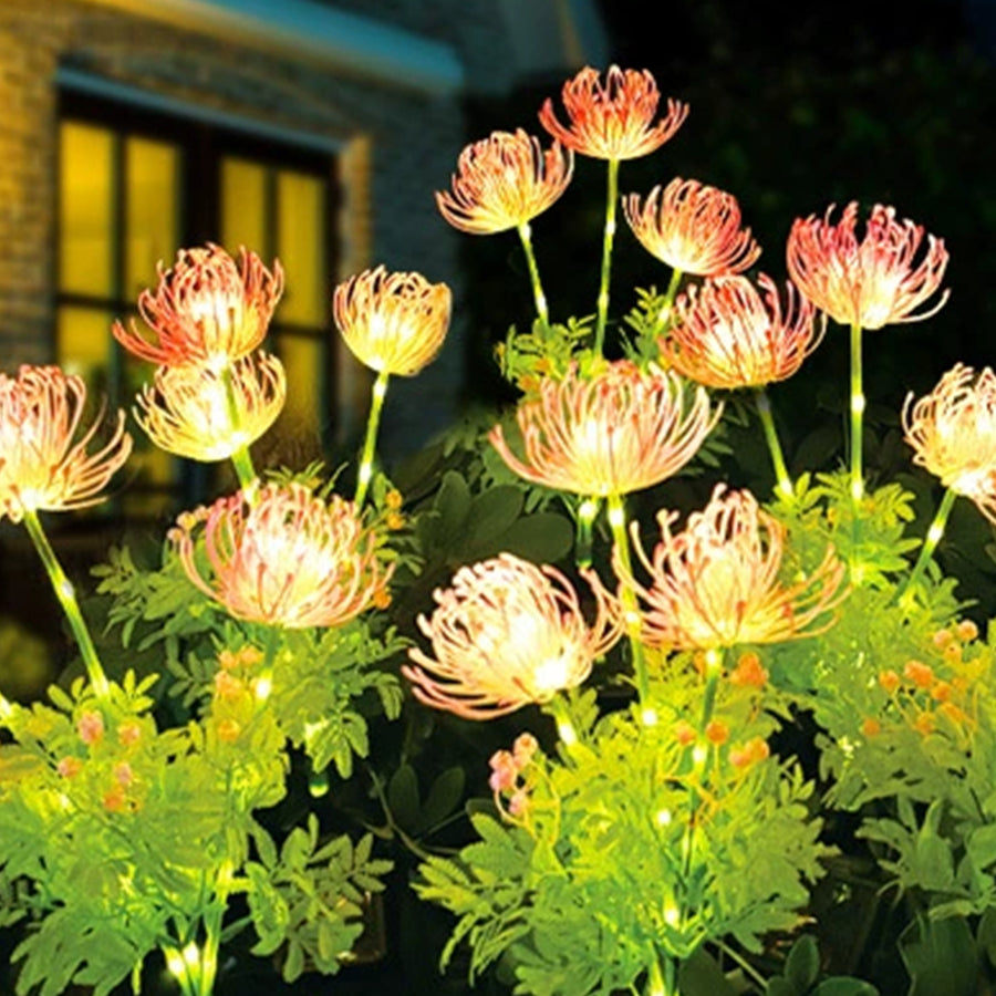 Red Spider Lily Solar Garden Stake Light, 4-Pack — ABS, LED Warm White, IP65, Dusk-to-Dawn