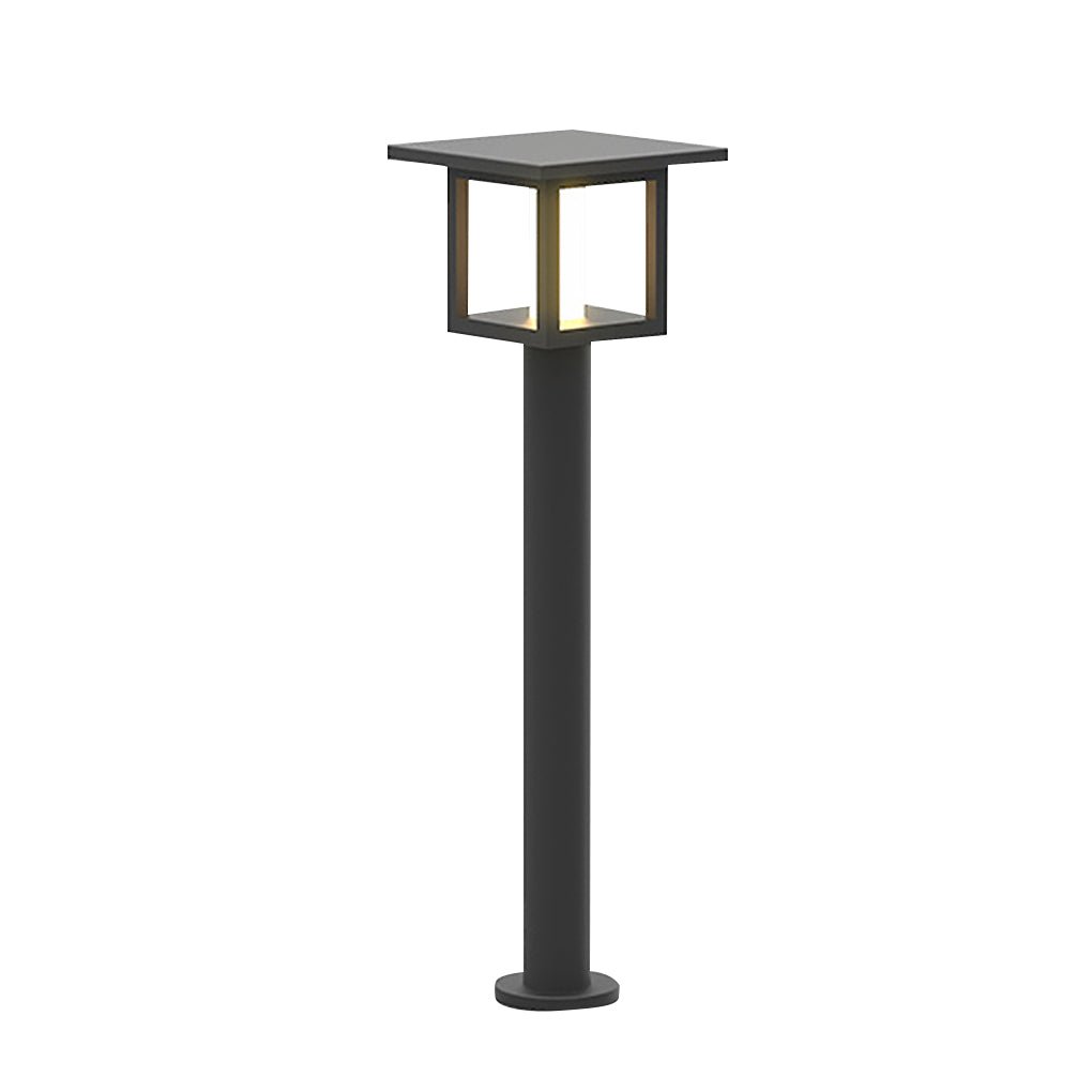 Wide-Top LED Post Light with Rain Shield — Frosted Glass, Sand Gray, Solar / Hardwired, IP54, Warm White 3000K
