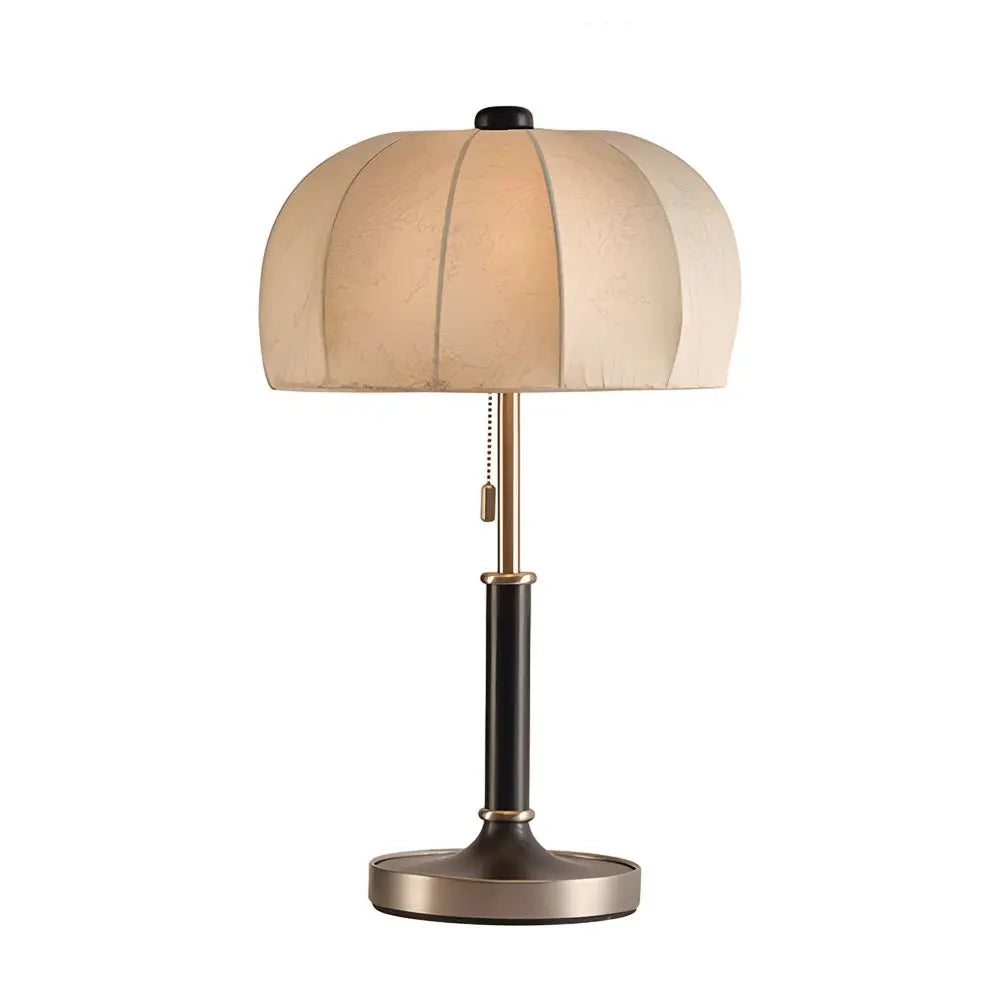 Vintage Brass Dome Table Lamp with Pull Chain for Bedroom Luxe
