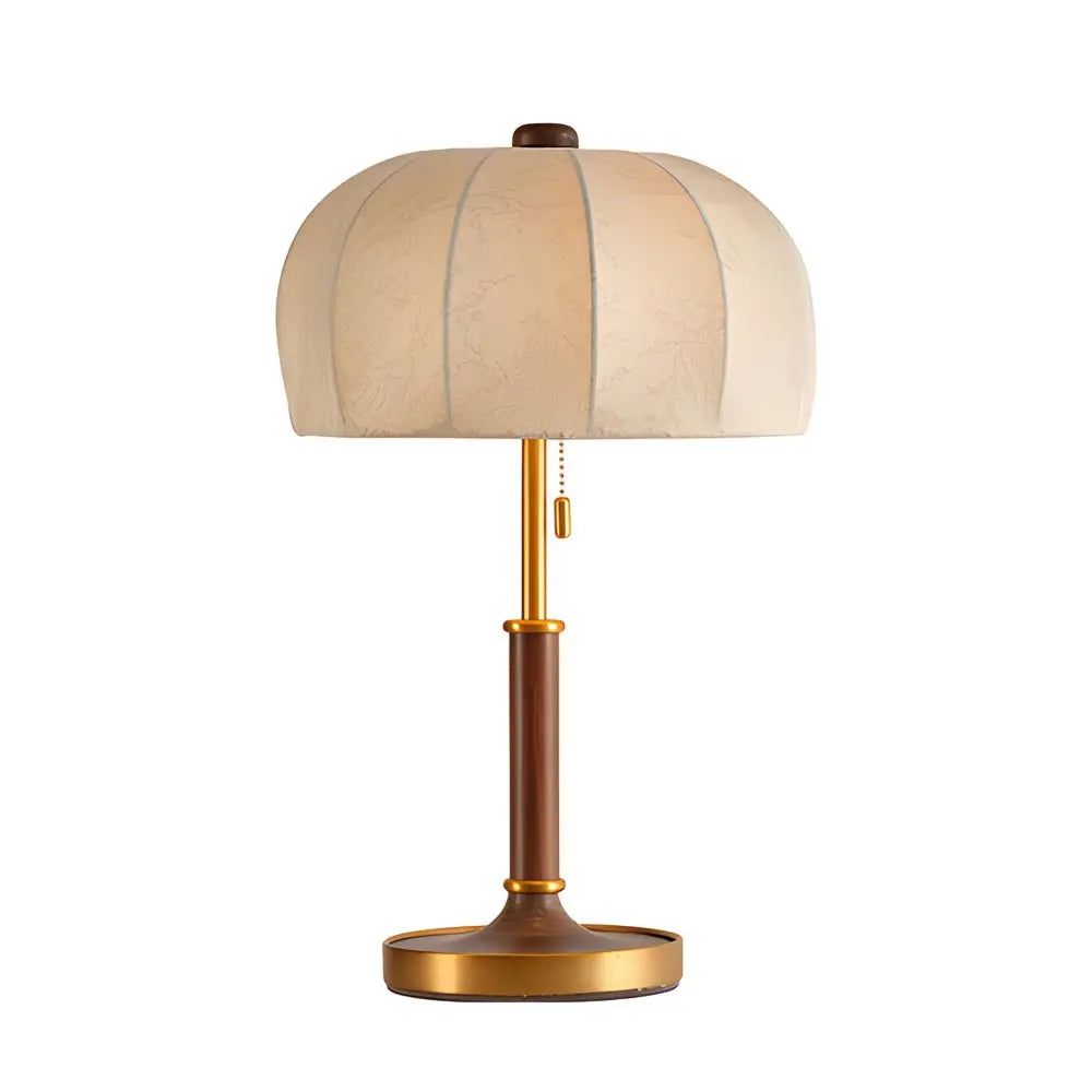 Vintage Brass Dome Table Lamp with Pull Chain for Bedroom Luxe