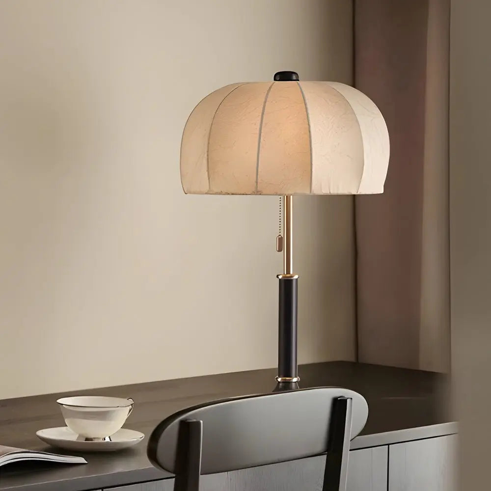 Vintage Brass Dome Table Lamp with Pull Chain for Bedroom Luxe