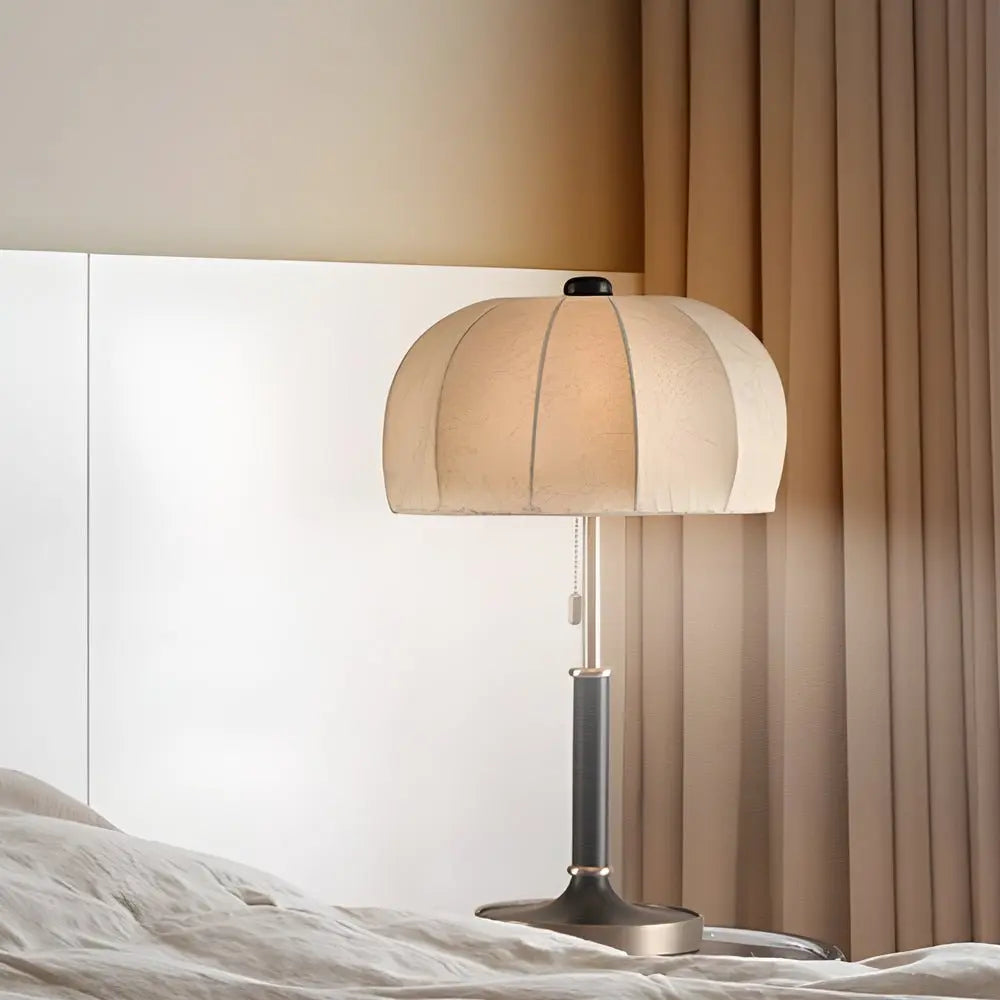 Vintage Brass Dome Table Lamp with Pull Chain for Bedroom Luxe