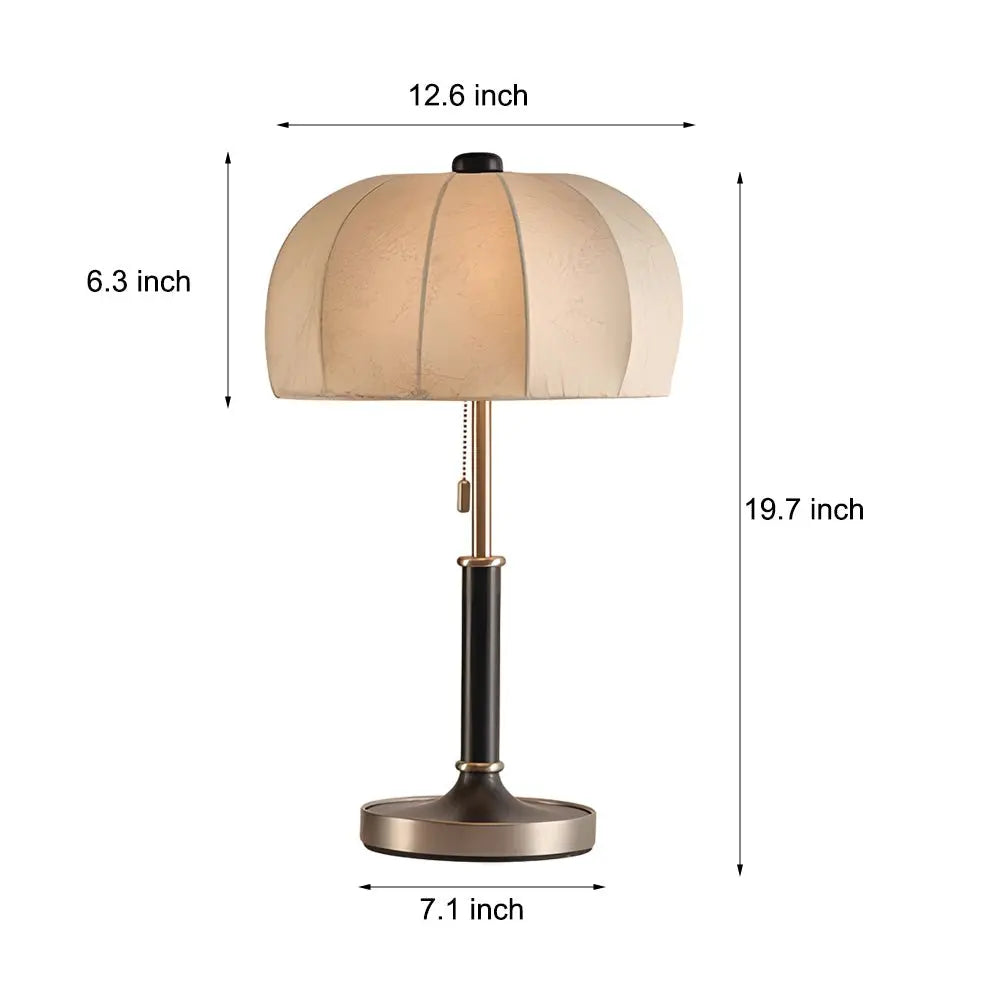Vintage Brass Dome Table Lamp with Pull Chain for Bedroom Luxe