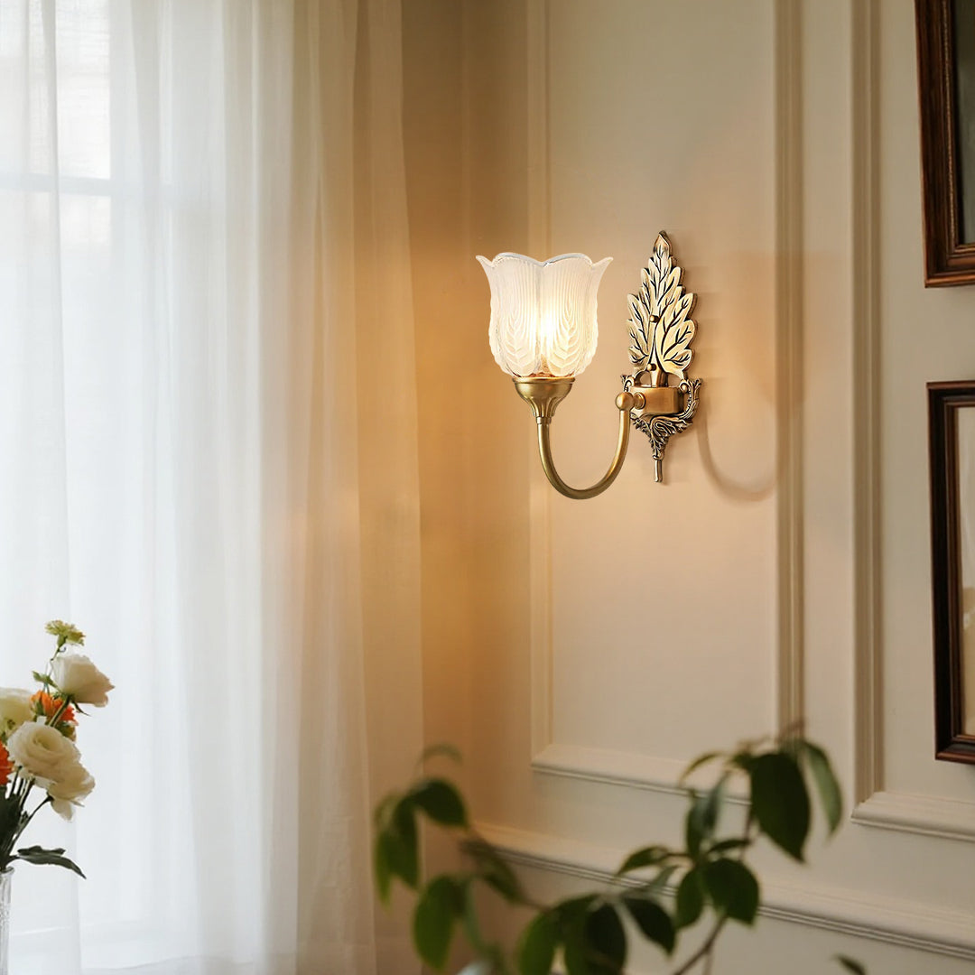 Bud Glass Wall Sconce — H65 Brass, E14 LED, Three-Step Dimming, Single or Double-Head