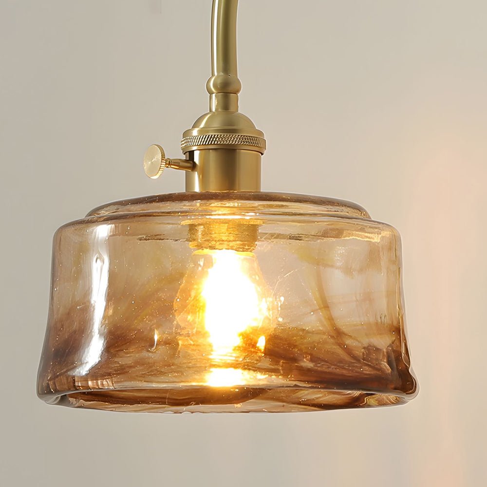vintage brass wall light with glass shade high arm design 1 head