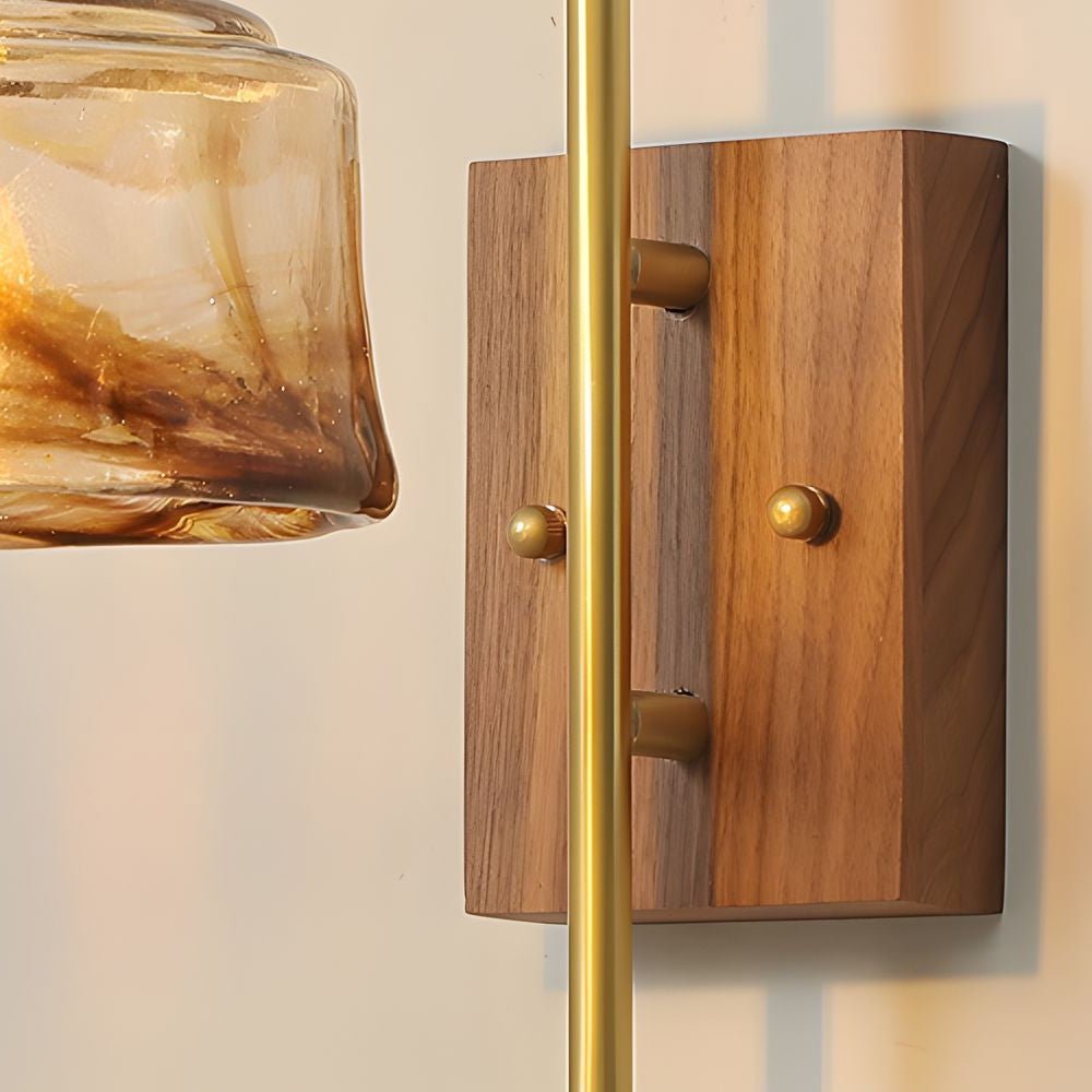 vintage brass wall light with glass shade high arm design 1 head