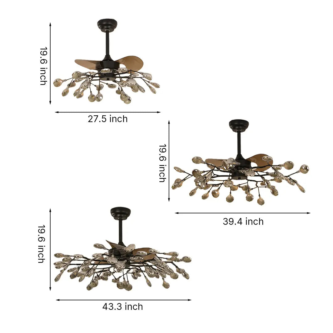Minimalist Luxury Glam Ceiling Fan with Artistic Light Fixture Luxe