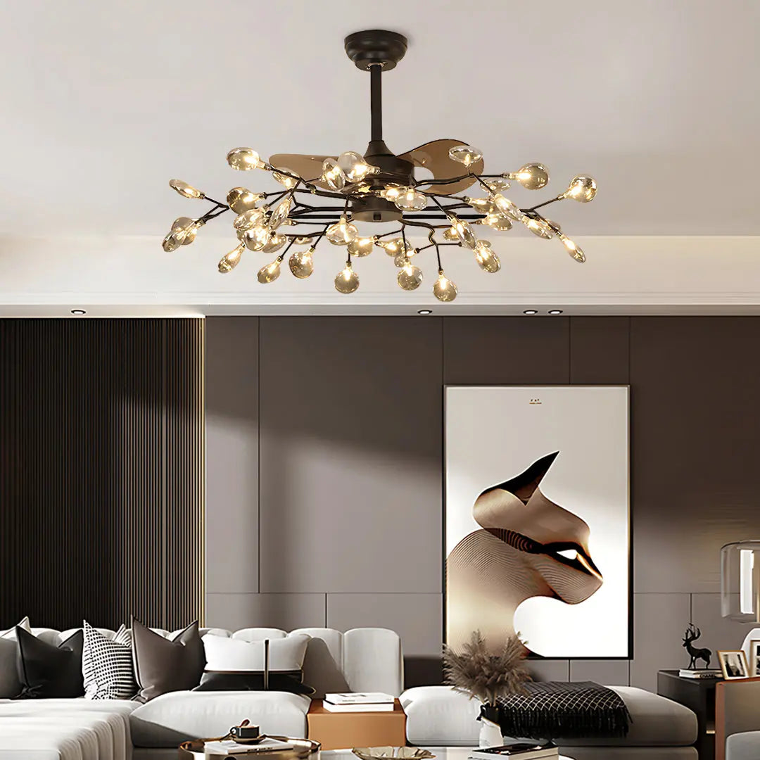 Minimalist Luxury Glam Ceiling Fan with Artistic Light Fixture Luxe