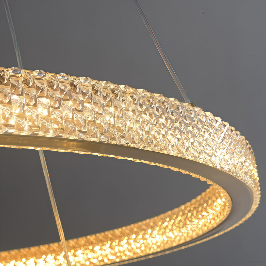 Circular Ring Chandelier — Full Copper, Dimmable LED, 50W–220W, Multiple Sizes