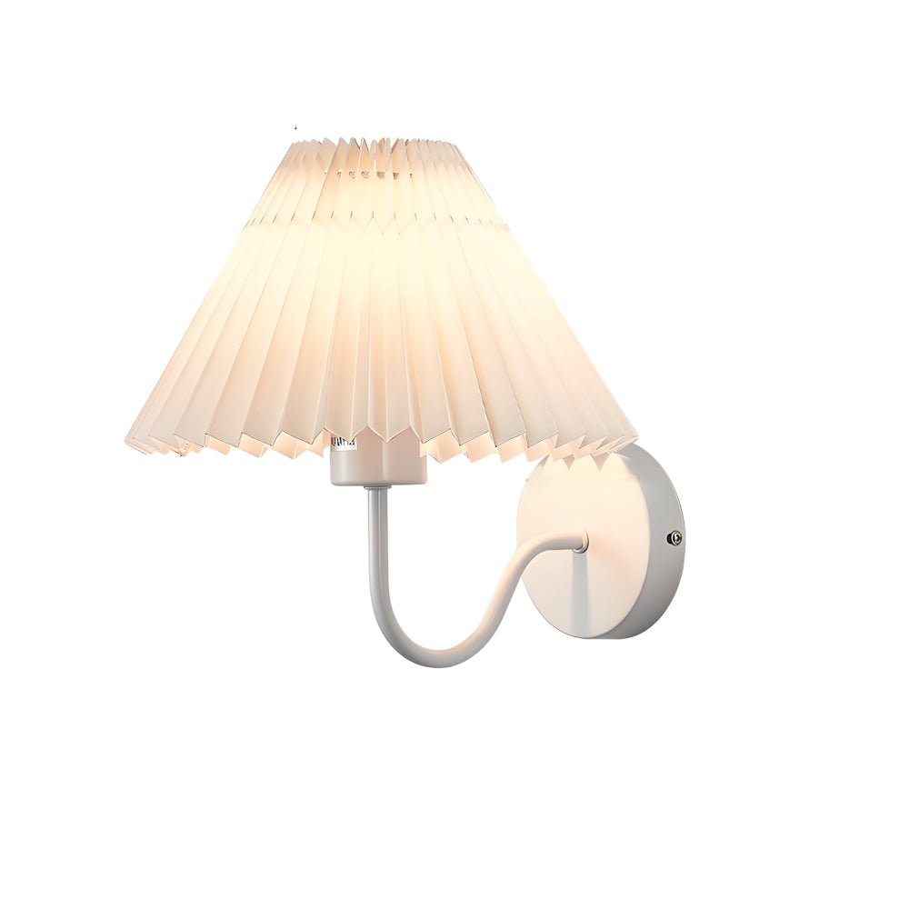 vintage dimmable metallic sconce with pleated fabric shade and single light