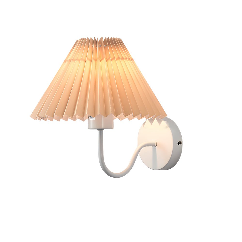 vintage dimmable metallic sconce with pleated fabric shade and single light