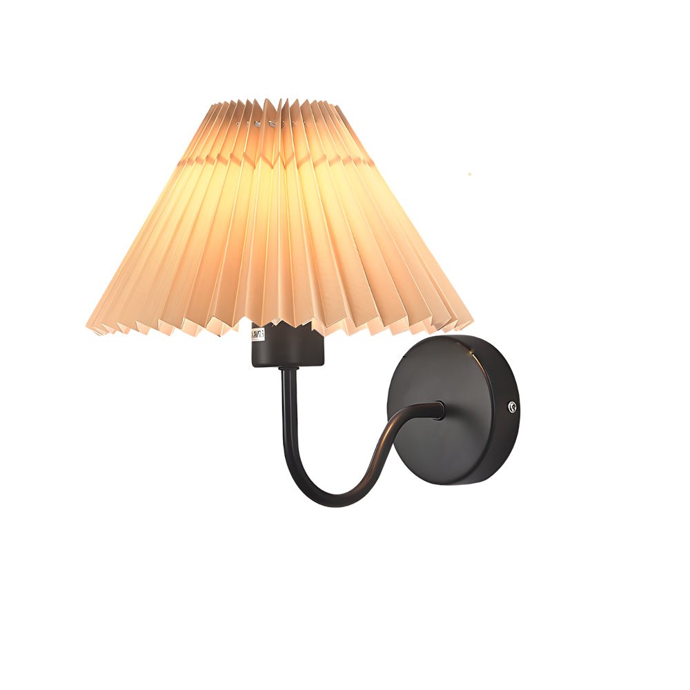 vintage dimmable metallic sconce with pleated fabric shade and single light